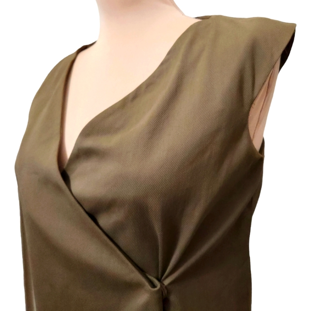 GUCCI Sage Green Silk & Cotton Faux Wrap Dress - 42 EU - Picture 8 of 15